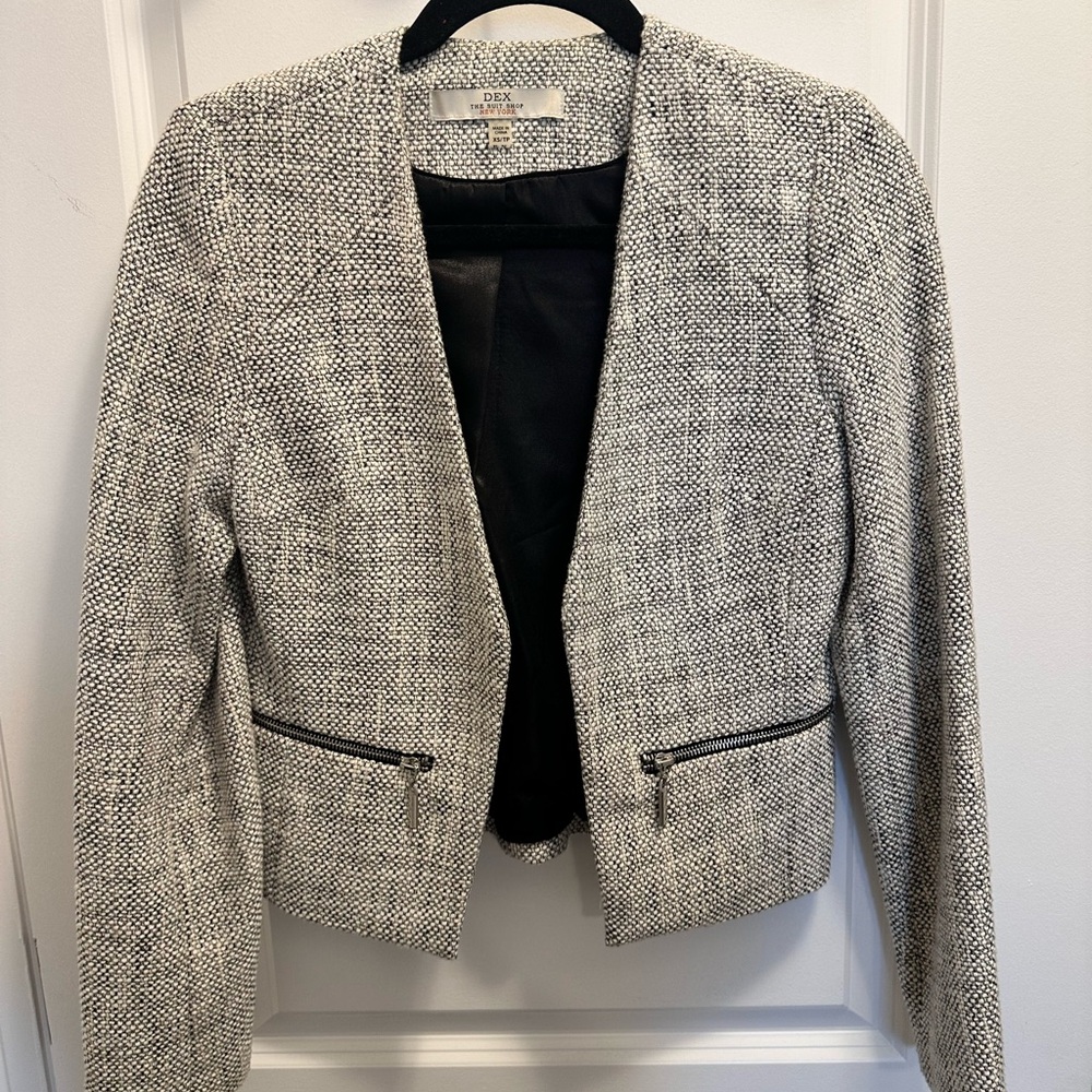 Dex Women's Black and White Tweed Blazer